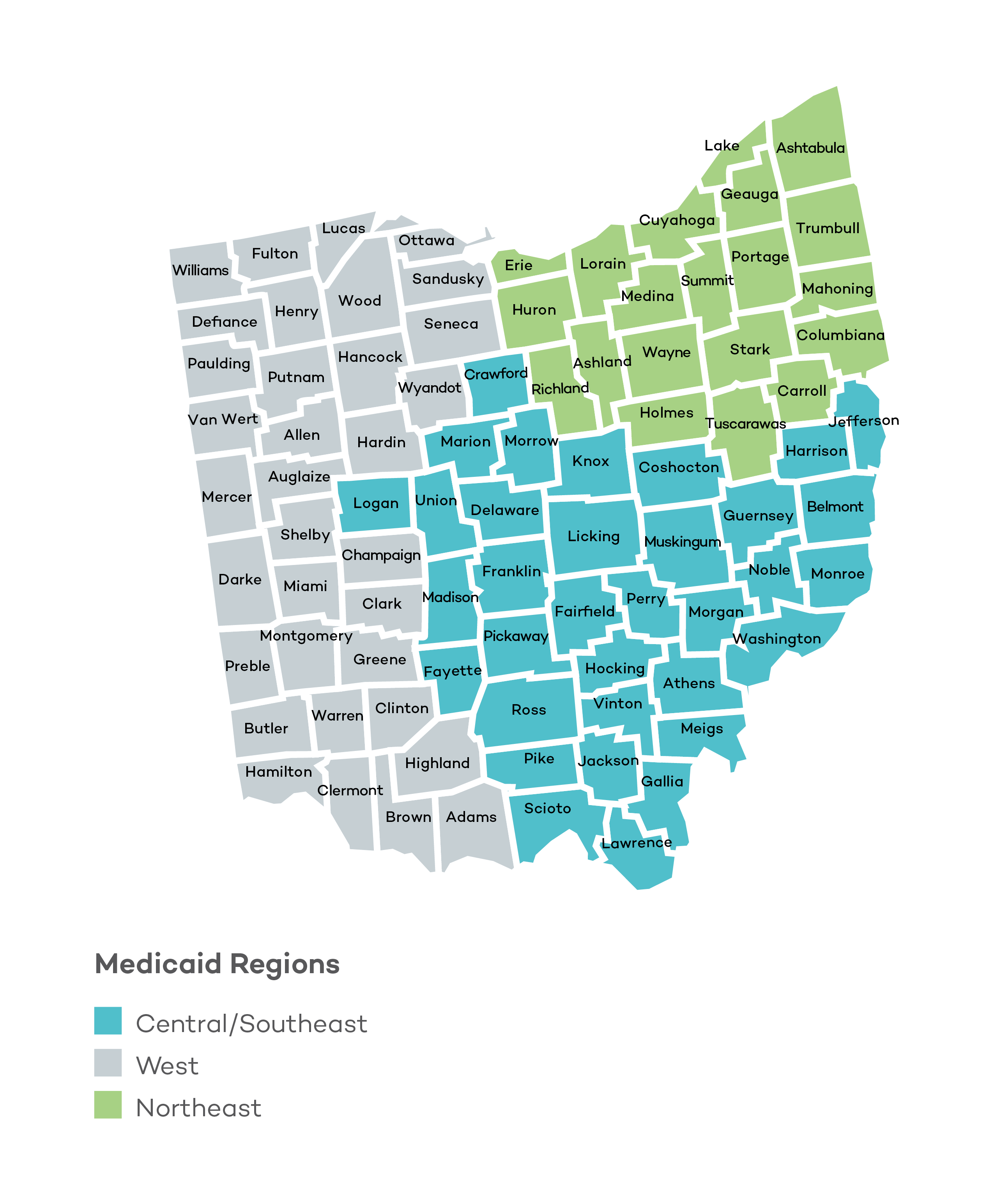 Map of Ohio counties